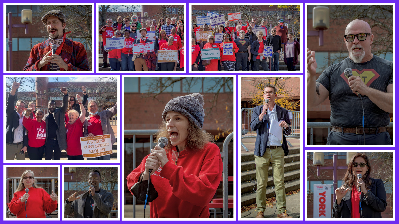 Collage of pictures from Speak Out event at York