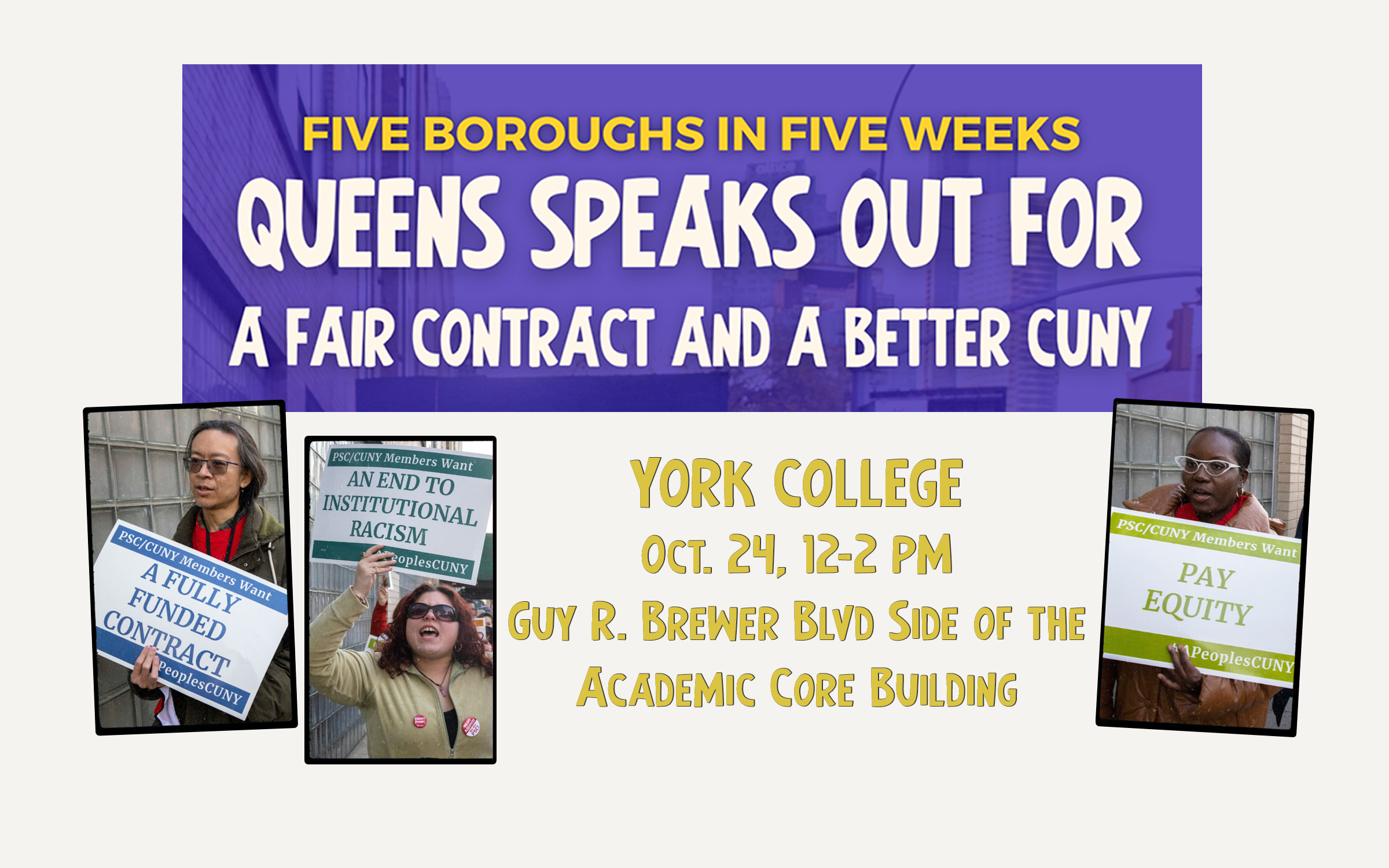 Queens Speak out event on Oct 24th at York College