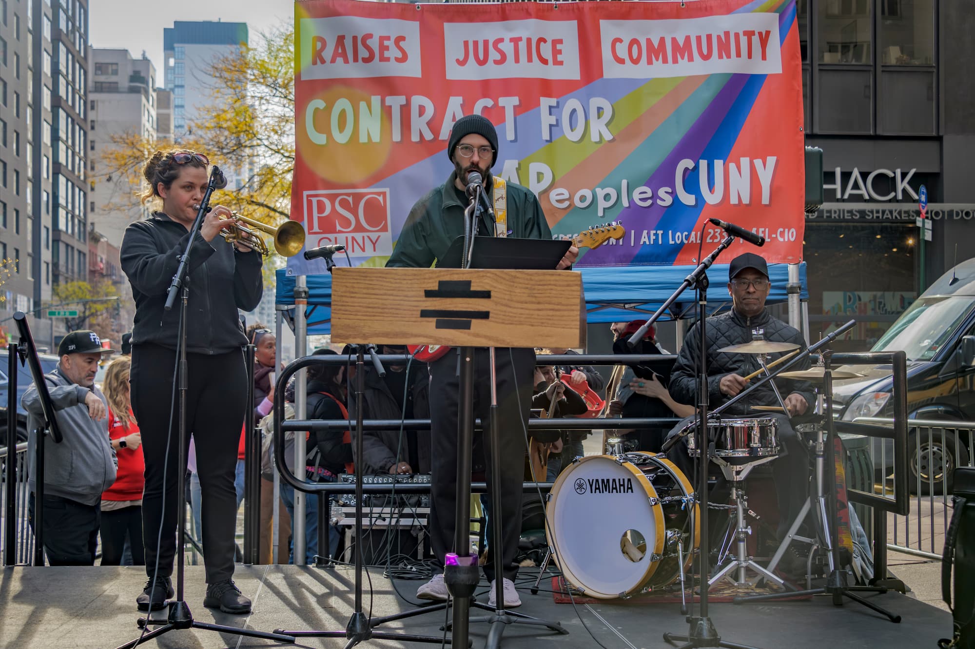 Musical performers at the Sing Out Shout Out Rally for #APeoplesCUNY by Erik McGregor