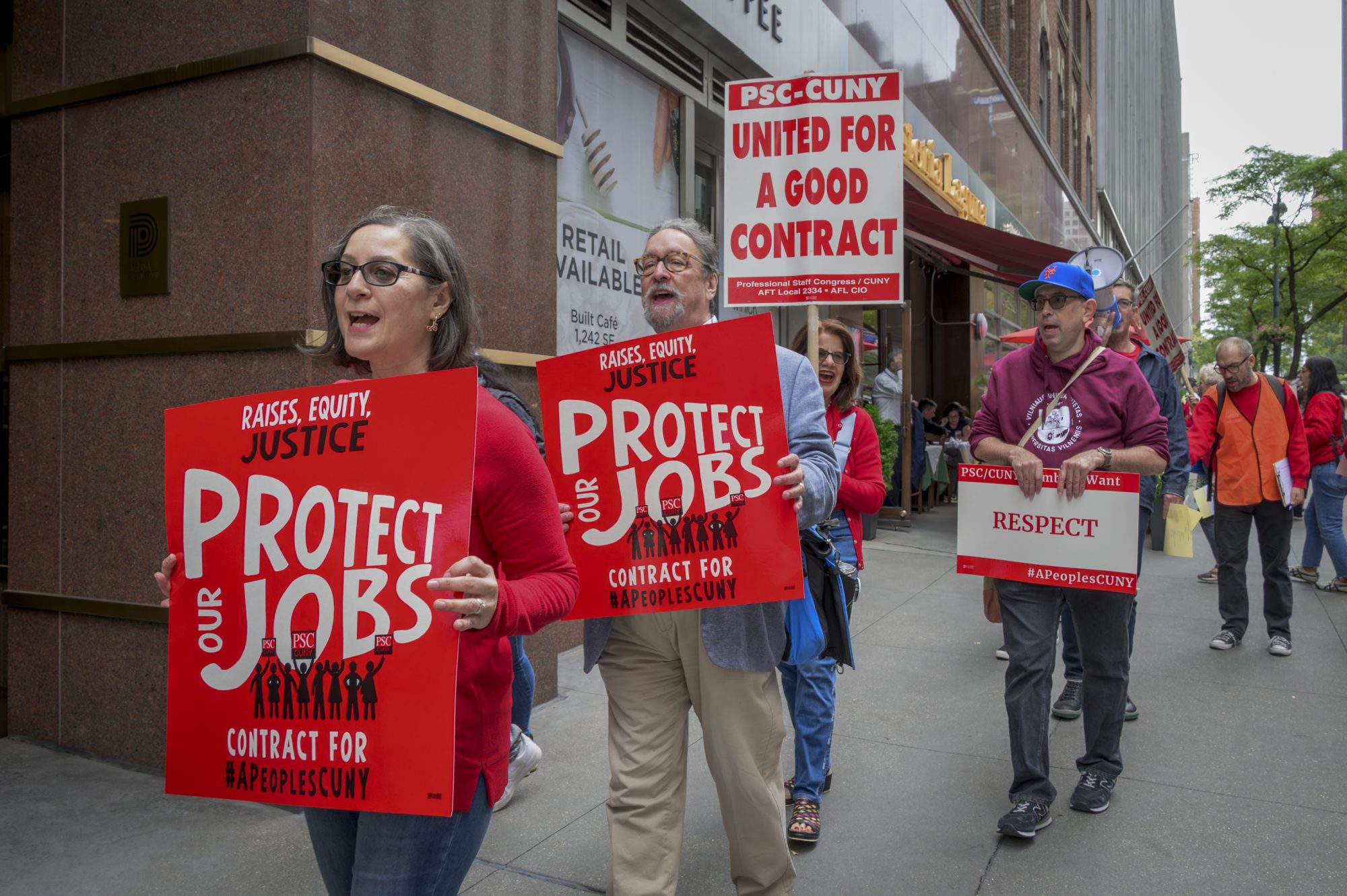 Informational picket line outside CUNY Headquarters on September 24 photo by Erik McGregor