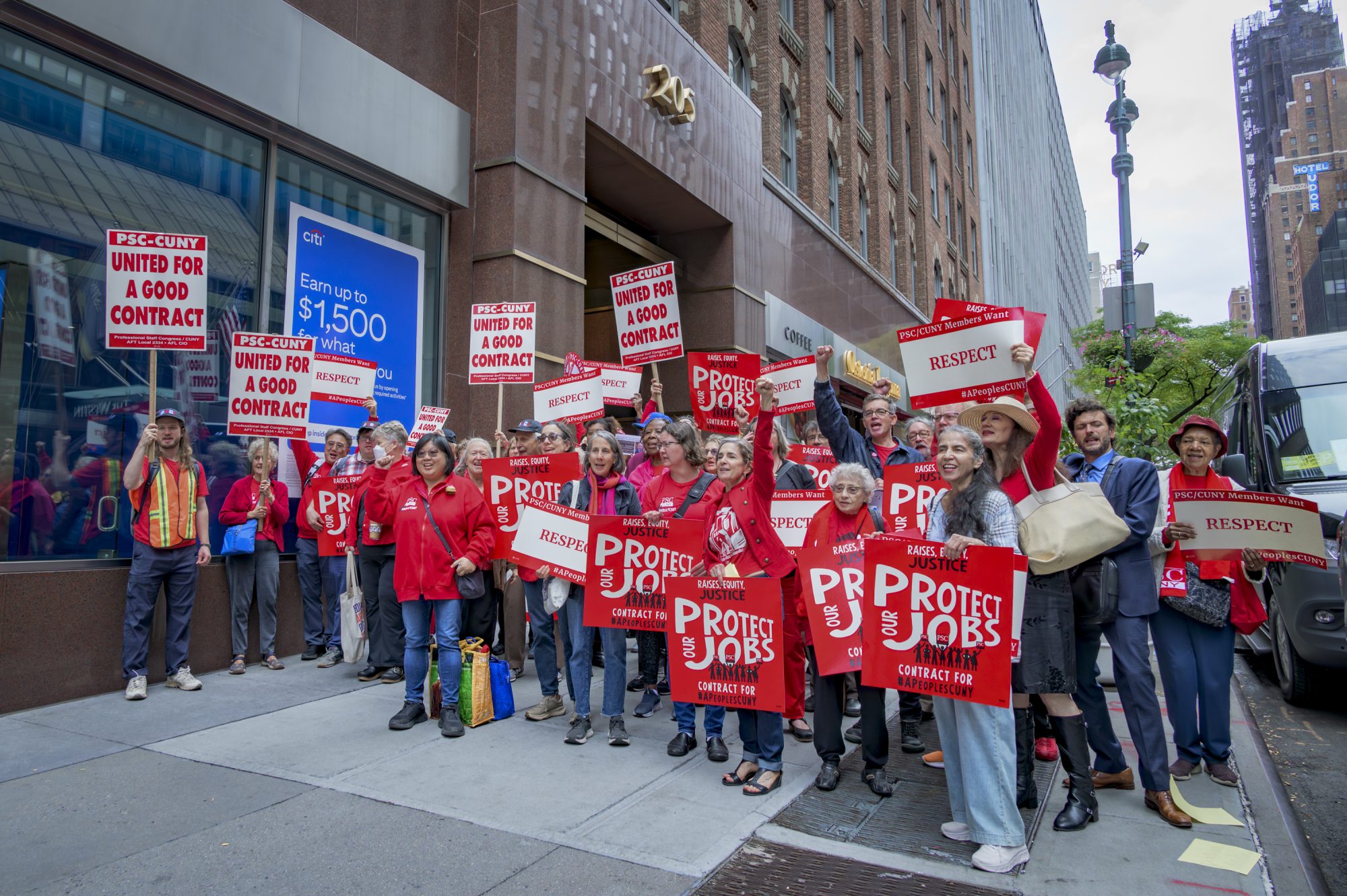 Informational picket line outside CUNY Headquarters on September 24 photo by Erik McGregor