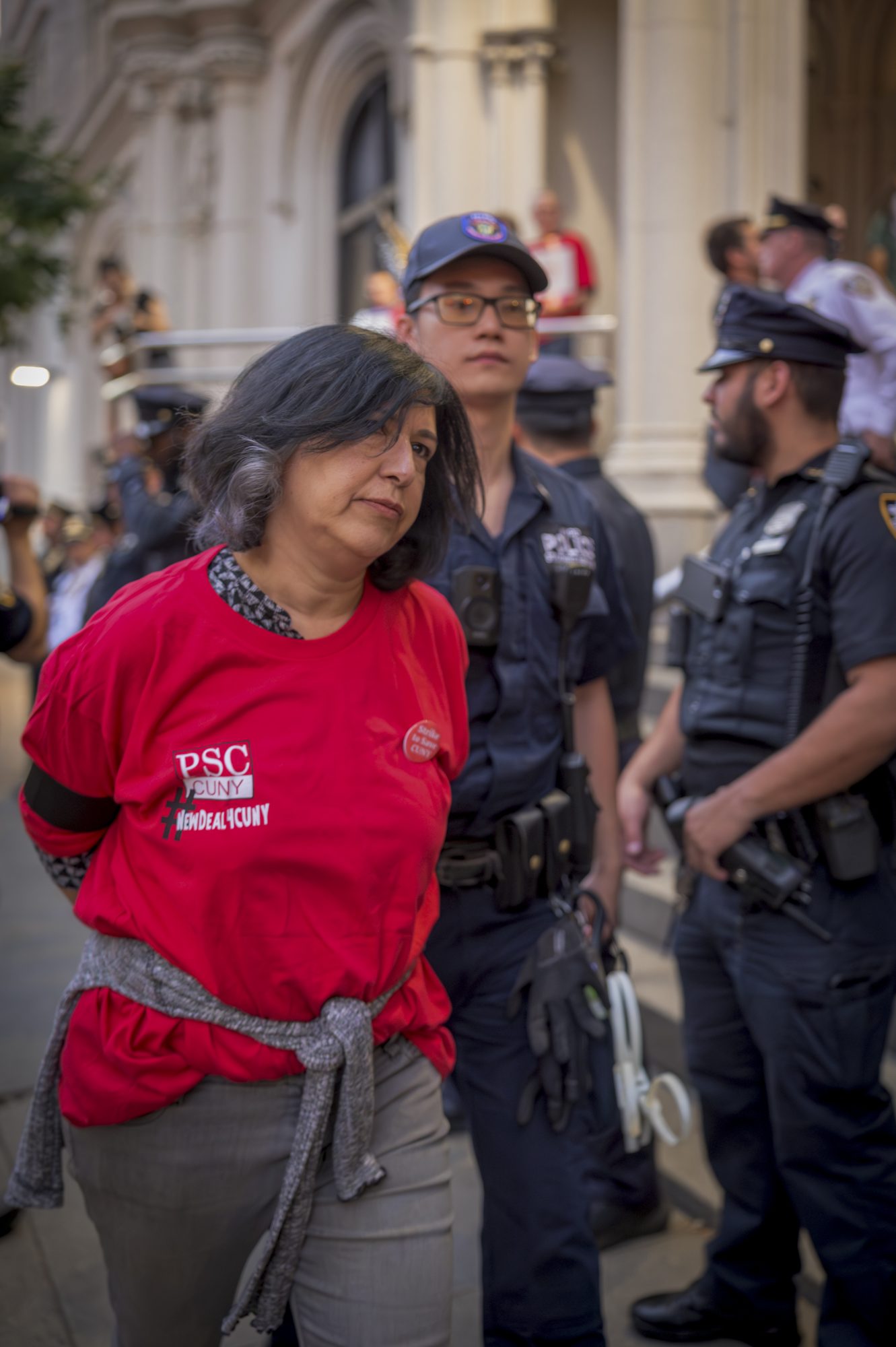 PSC Members are arrested while demanding a fair economic offer from CUNY Trustees (Photo by Erik McGregor)