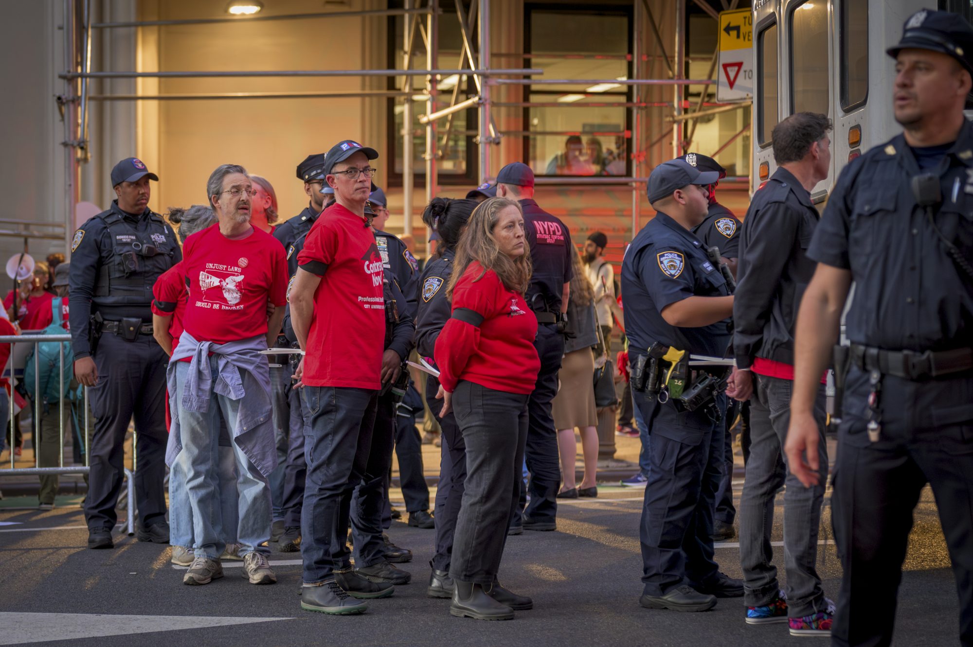 PSC members are arrested by the NYPD during a CUNY Trustees hearing  (Photo by Erik McGregor)