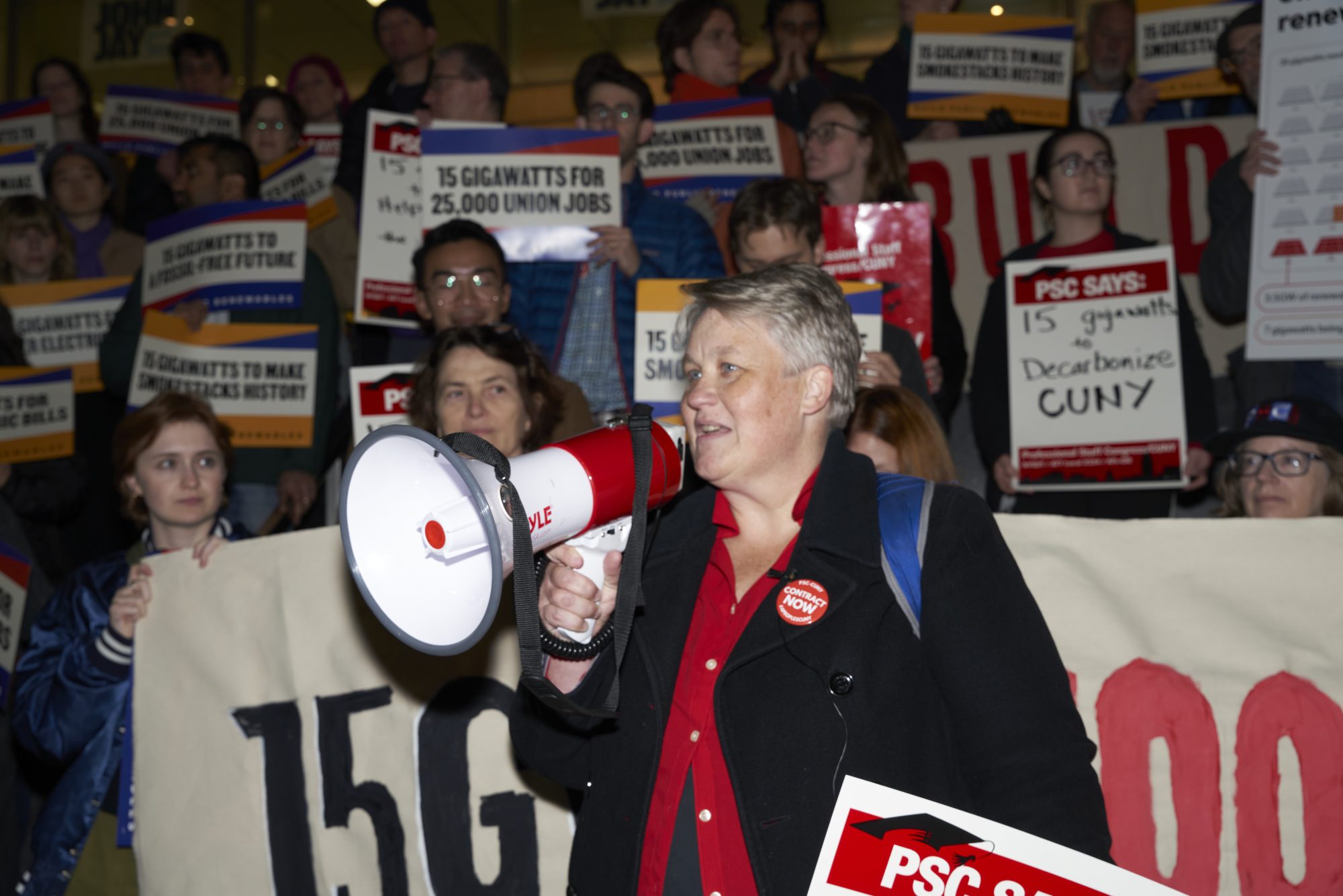 PSC 1st VP Jen Gaboury Addresses the Rally (Credit Michael Paulson)